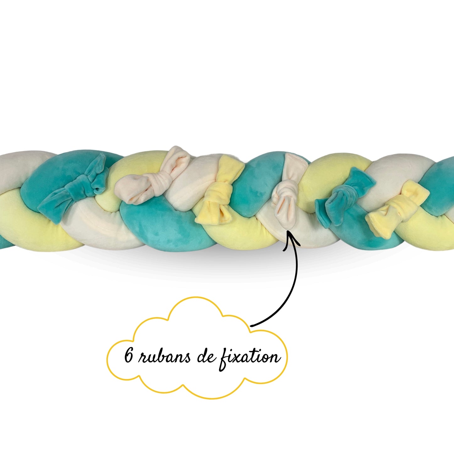 Tresse de lit bébé avec 6 rubans de fixation pour une sécurité optimale dans le lit