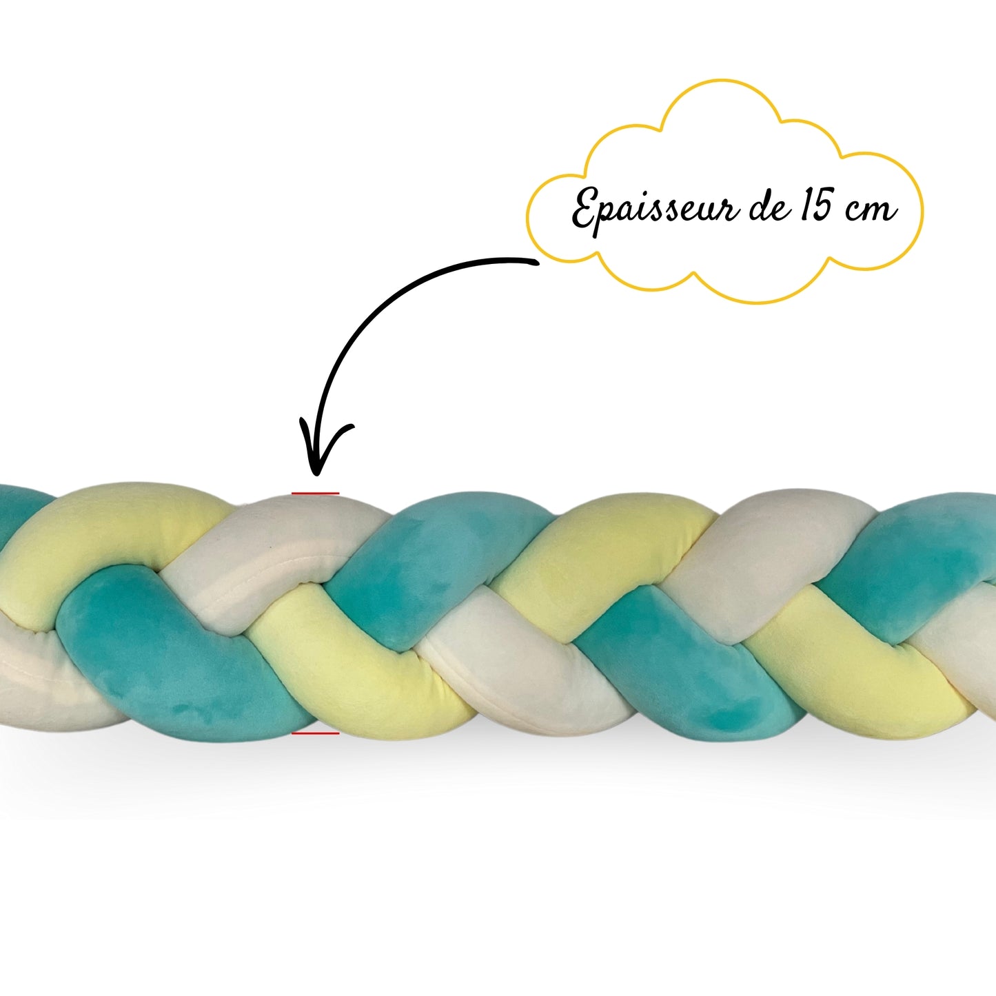 Tresse de lit bébé de 15 cm d’épaisseur, idéale pour amortir les chocs et sécuriser le lit