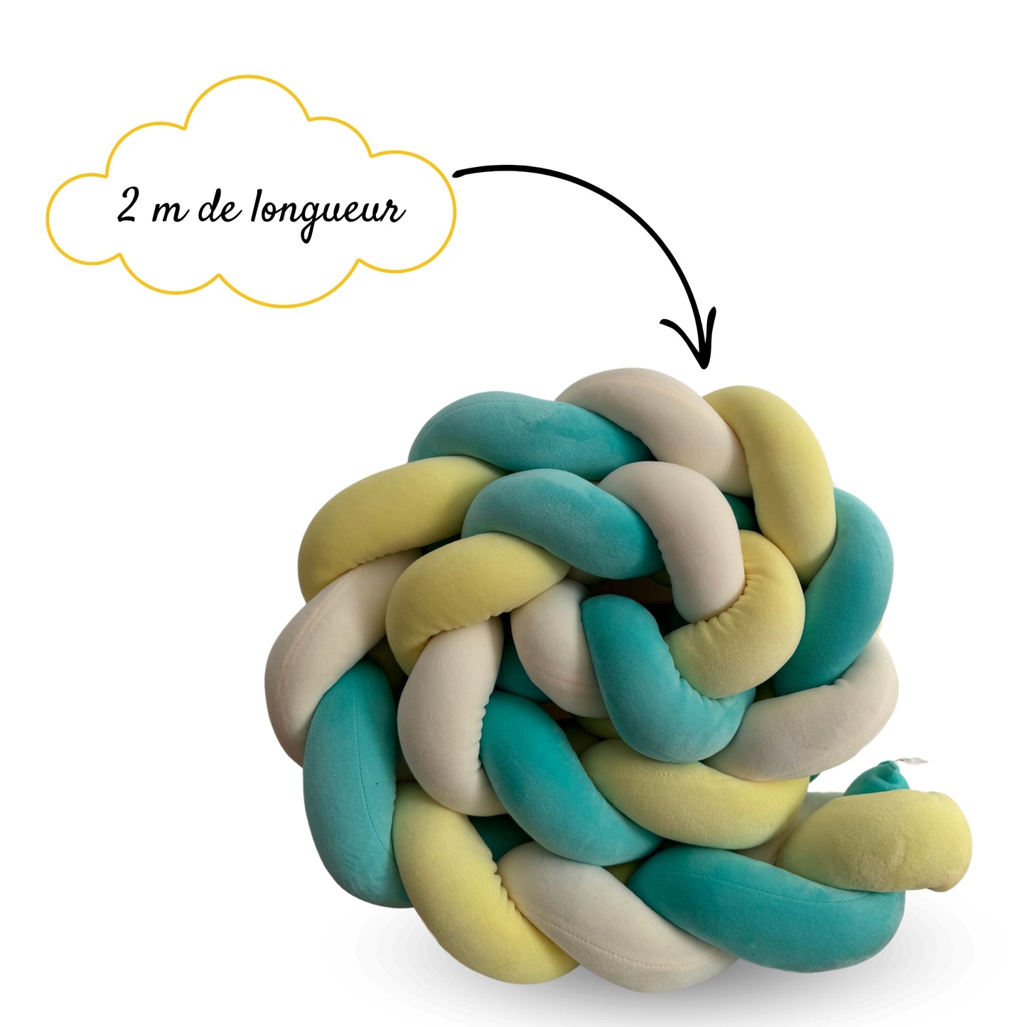 Tresse de lit pour bébé, longueur 2 mètres, douce et moelleuse pour tour de lit sécurisé